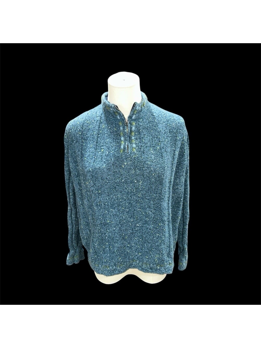 Woolrich Women’s 1/4 Zip Sweater Wool Blend Large Pullover Sweatshirt Vintage